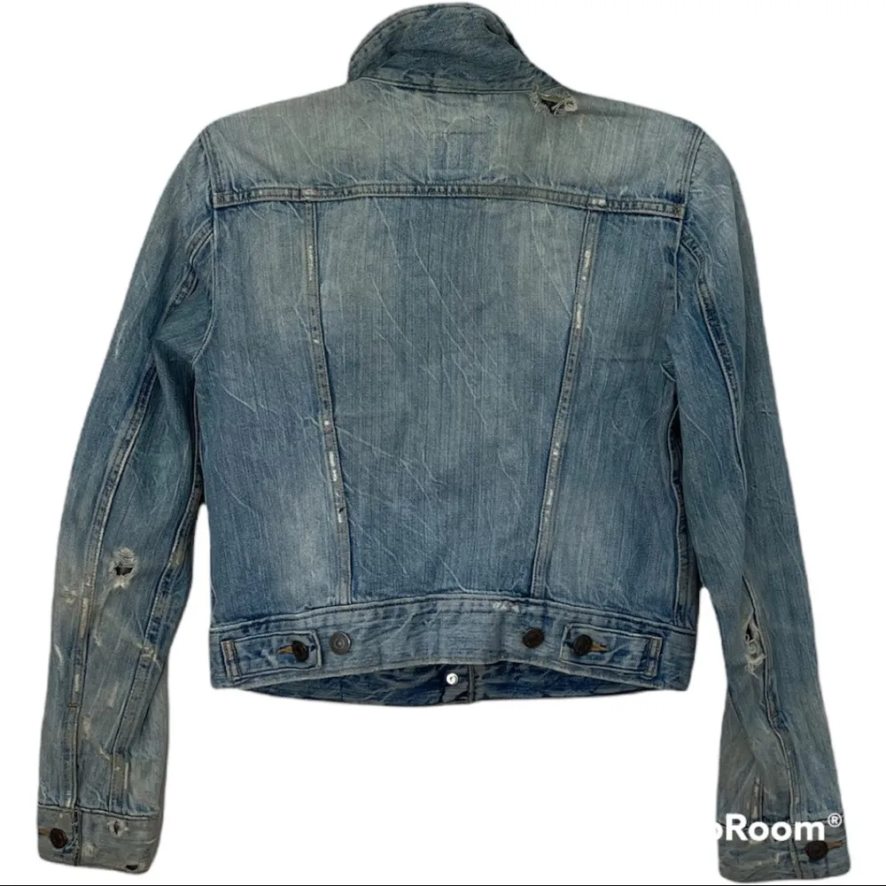 Levi’s Crop Denim Distressed Jacket Size Medium - Image 2