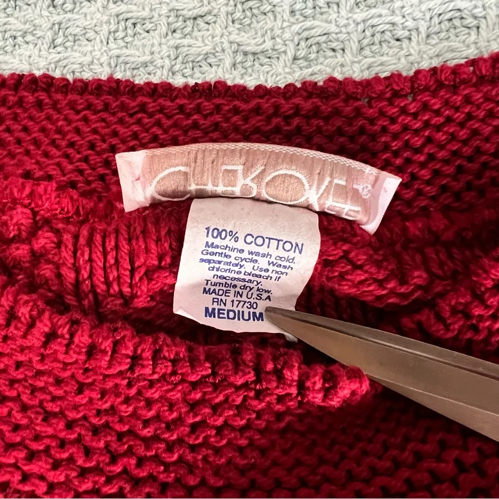 Vintage Cherokee Fisherman Sweater Womens Medium Thick Knit Chunky Red Tunic Top - Image 3