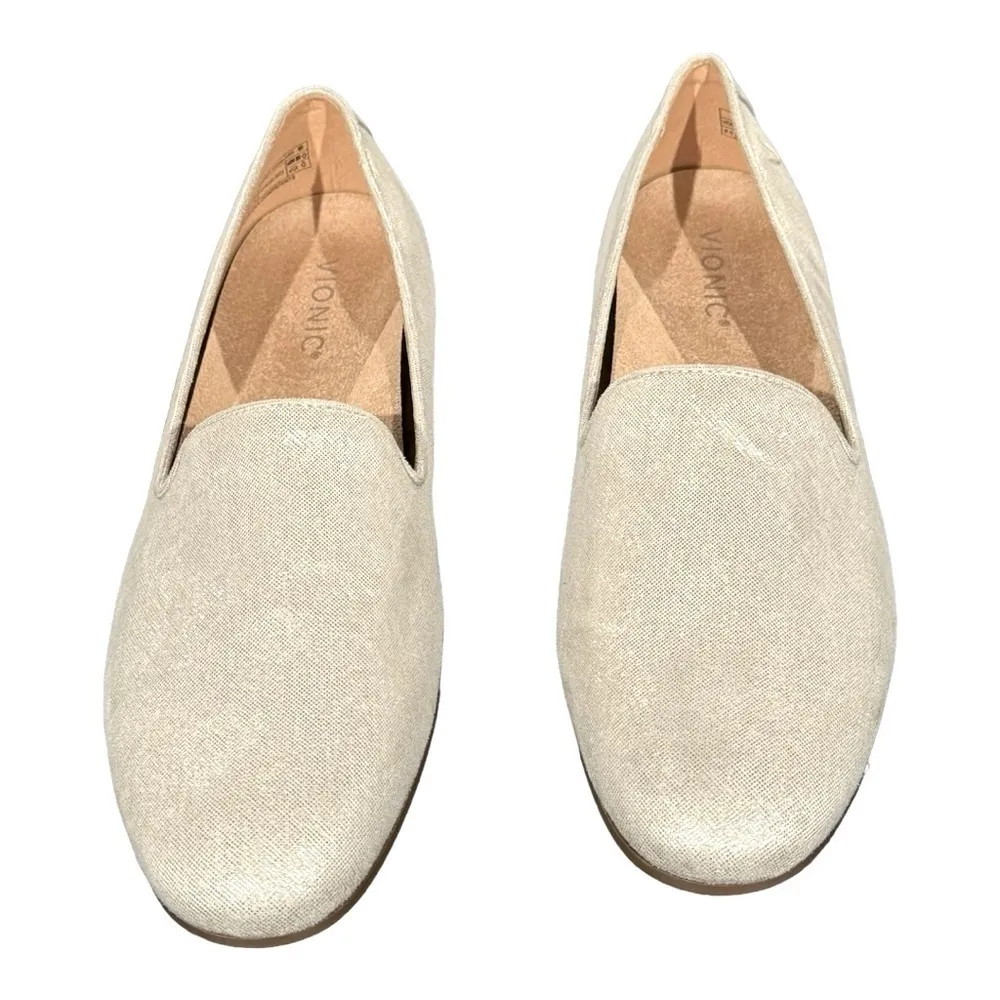 Vionic  Willa II Silver Shimmer Fabric Loafer Flat Size 9.5 - Image 7