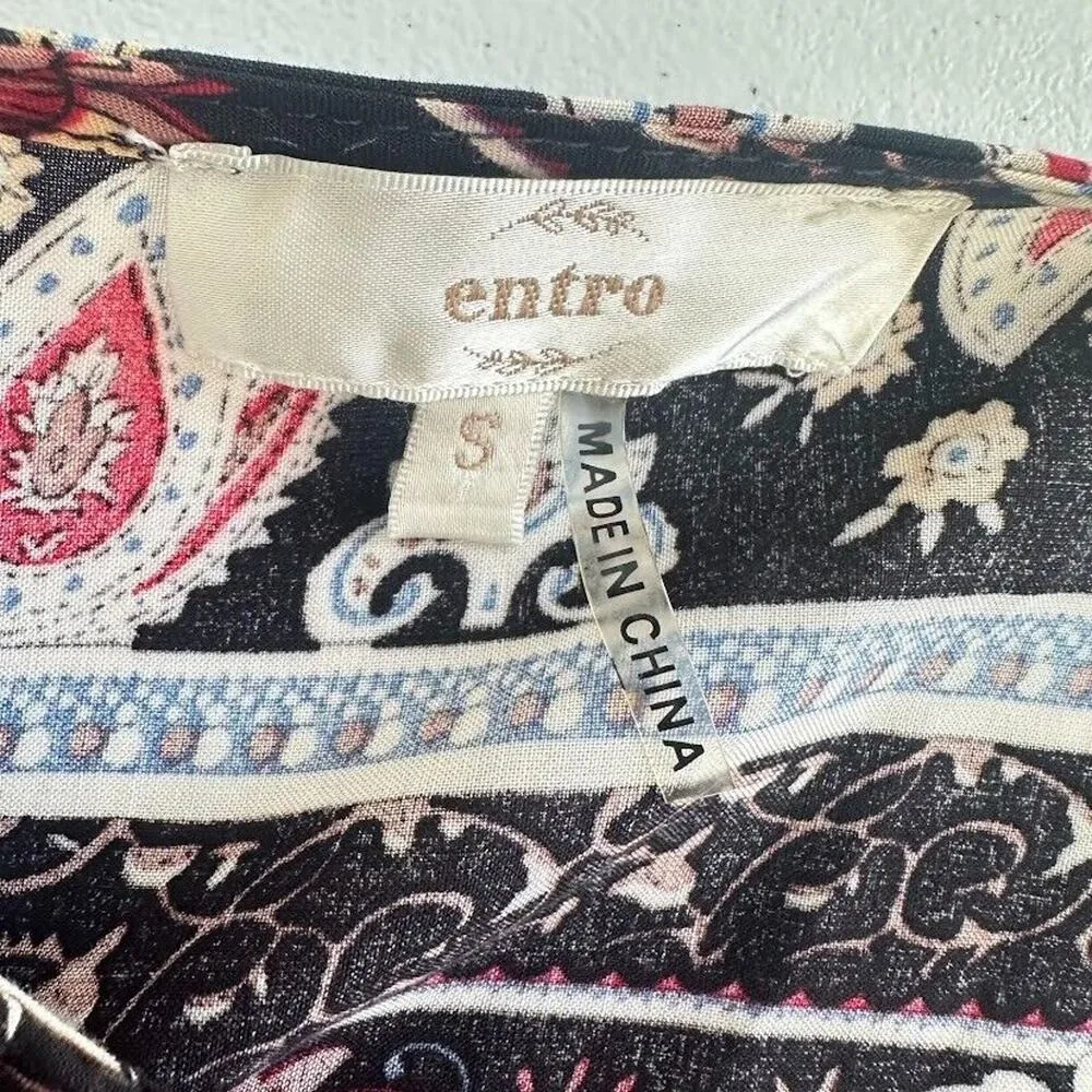 Entro Flowy Shift Mini Dress Size Small Red Geometric Hippie Boho Artsy Retro - Image 5