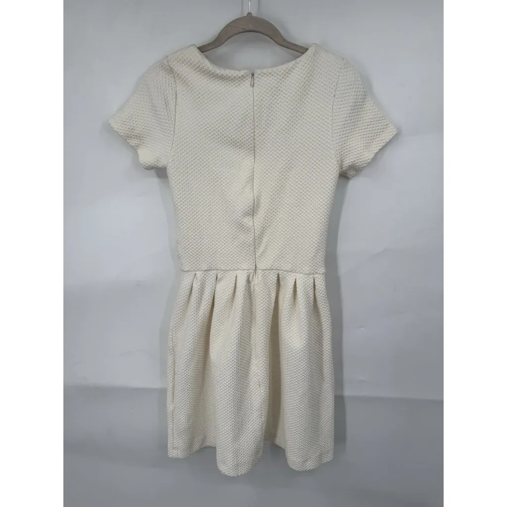 GANNI Scoop Neck Mini Dress Women Small Ivory Textured Minimalist Granolagirl‎ - Image 3