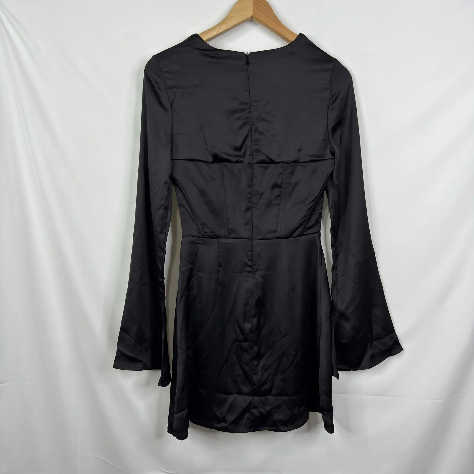 Princess Polly Gael Long Sleeve Mini Dress Black Corset Fit Flare NWT - Image 9