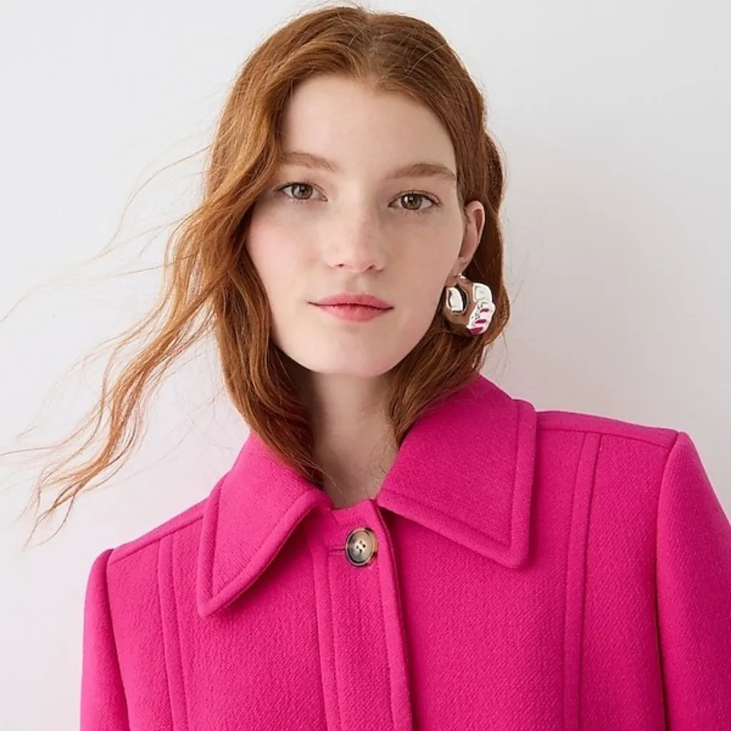 NWT J.Crew New Lady Day TopCoat in Radiant Fuchsia Italian Doublecloth Wool 4 - Image 9