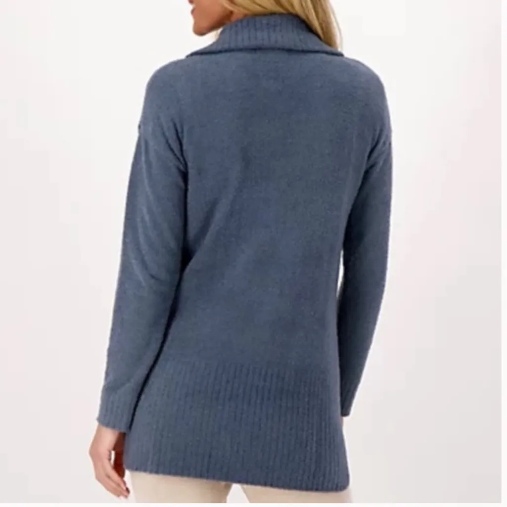 Barefoot Dreams CozyChic Lite Half Rib Half Zip Tunic Deep Ocean Women’s Sz M - Image 2