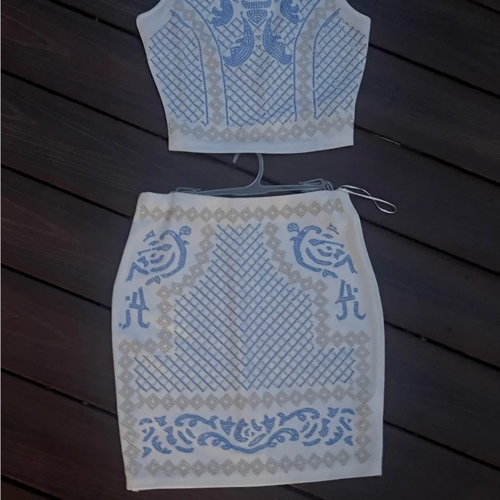 2 Piece matching Top & Skirt w/ designed studs - Image 7