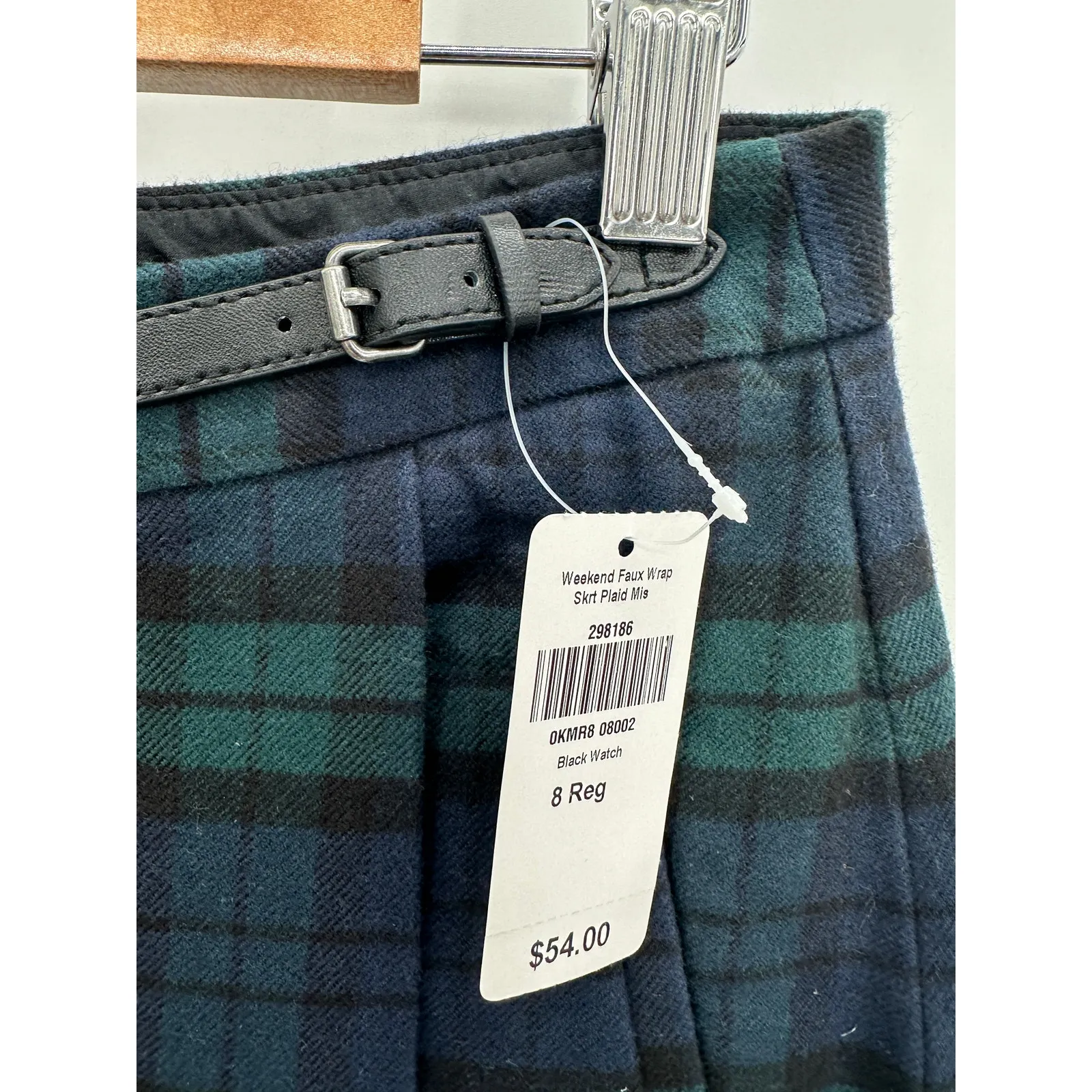 L.L. Bean Plaid Faux Wrap Mini Skirt Womens 8 NWT Academia Preppy Coquette Blue - Image 6