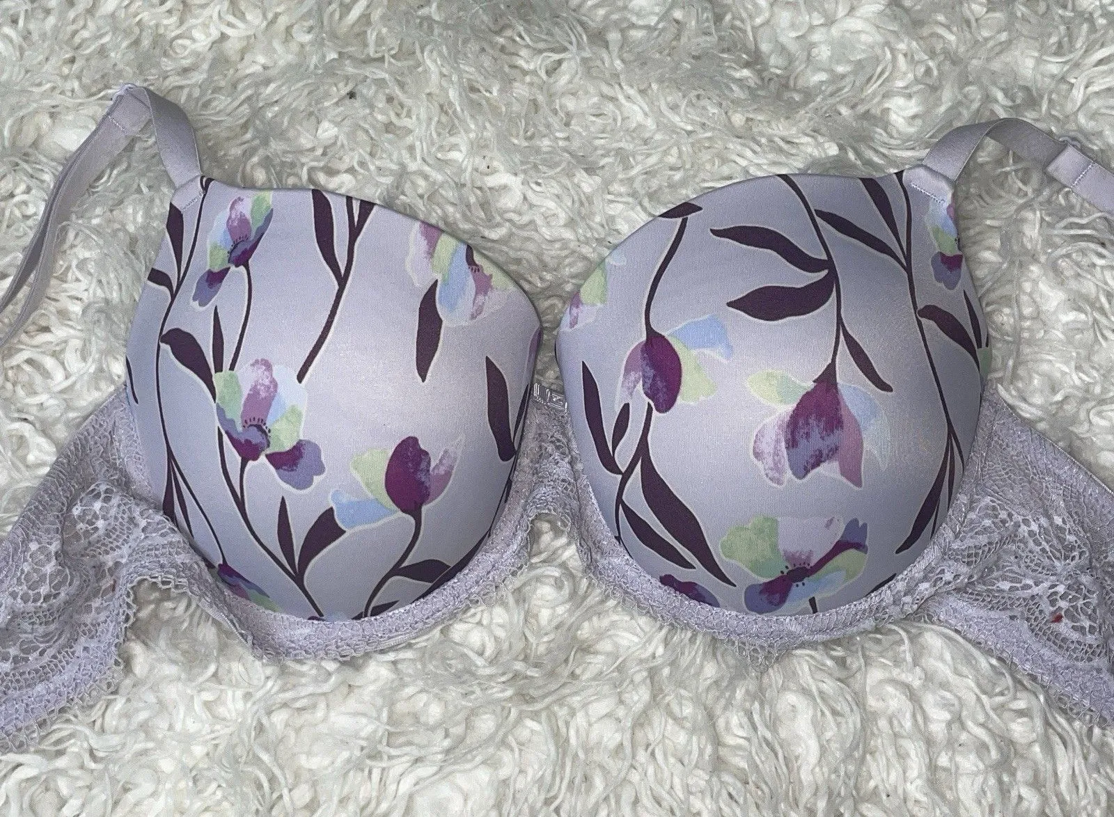 Auden THE DAYDREAM Purple Floral Demi Underwire Push Up Bra 38C Size undefined - Image 1