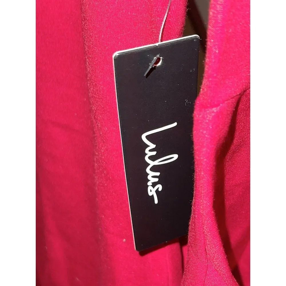 Lulus Women's Sheath Lined Dress Casual Ruffle Flounce Sleeve Zipper Red XL NWT - Image 4