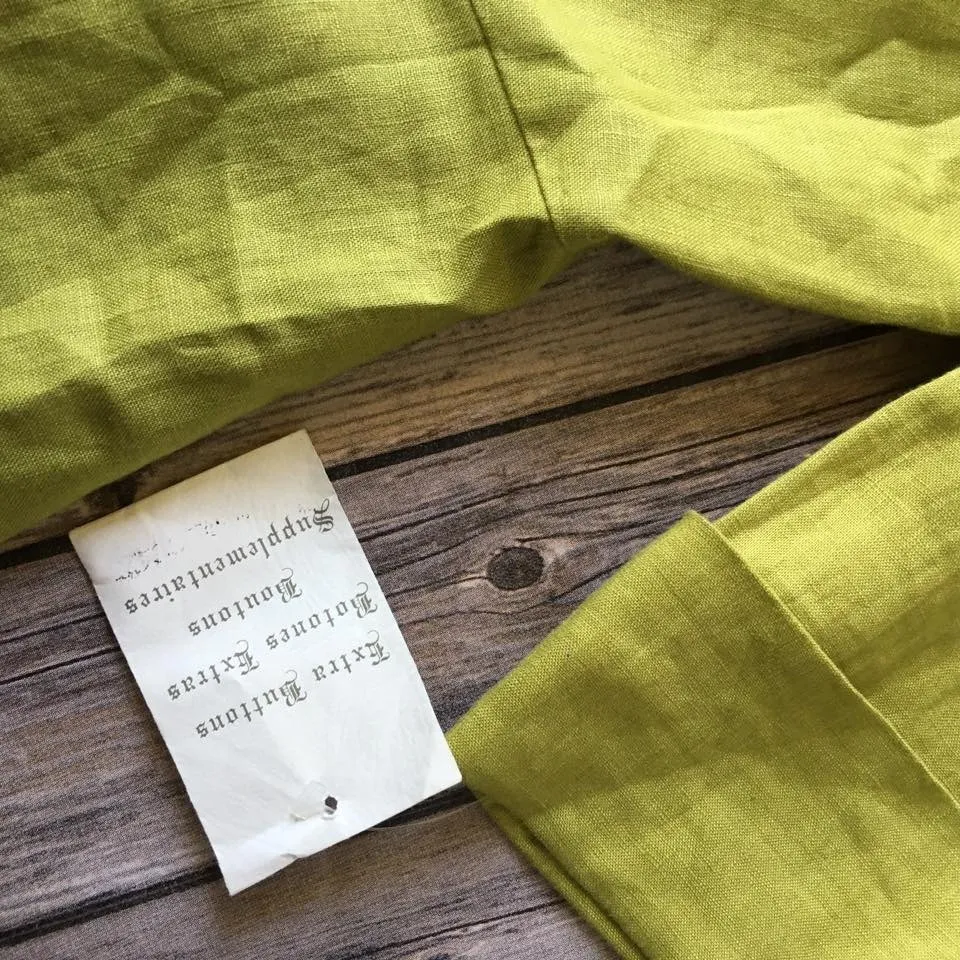 New Jones New York Linen Blazer Jacket Oxford Top Women L 12 14 Gold Tone Button - Image 3