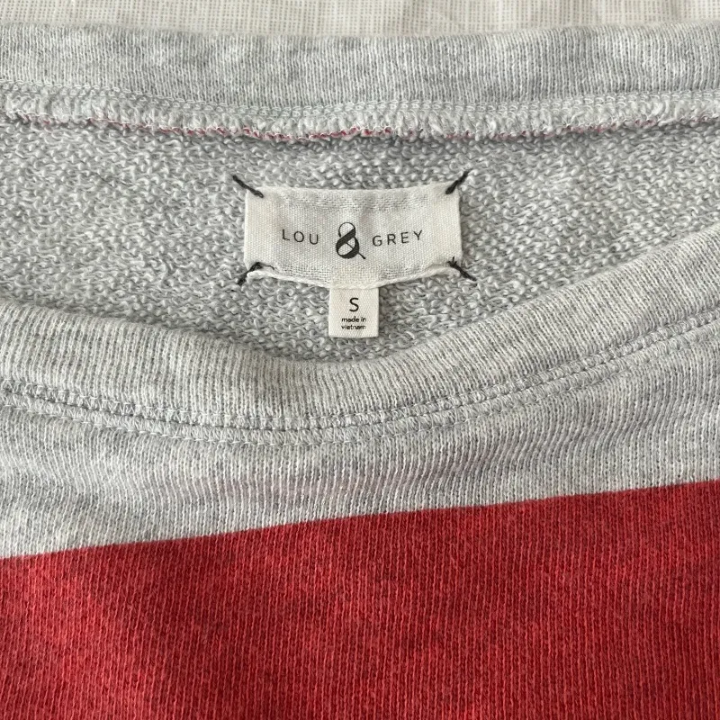 Lou & Gray Orange and Gray Striped French Terry Lined Sweatshirt - Image 3