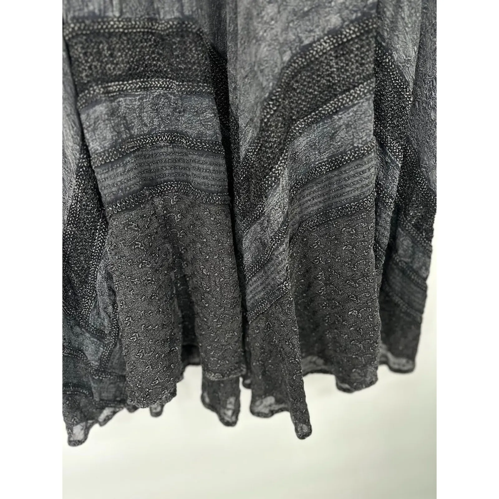 Vintage Papillon Stone Wash Embroidered Midi Skirt Large Black Witchy Dark Fairy - Image 8