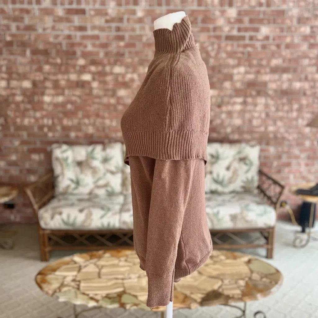 Shein Sweater Turtleneck Foldover Balloon Sleeve Brown L Cozy not for sale - Image 6