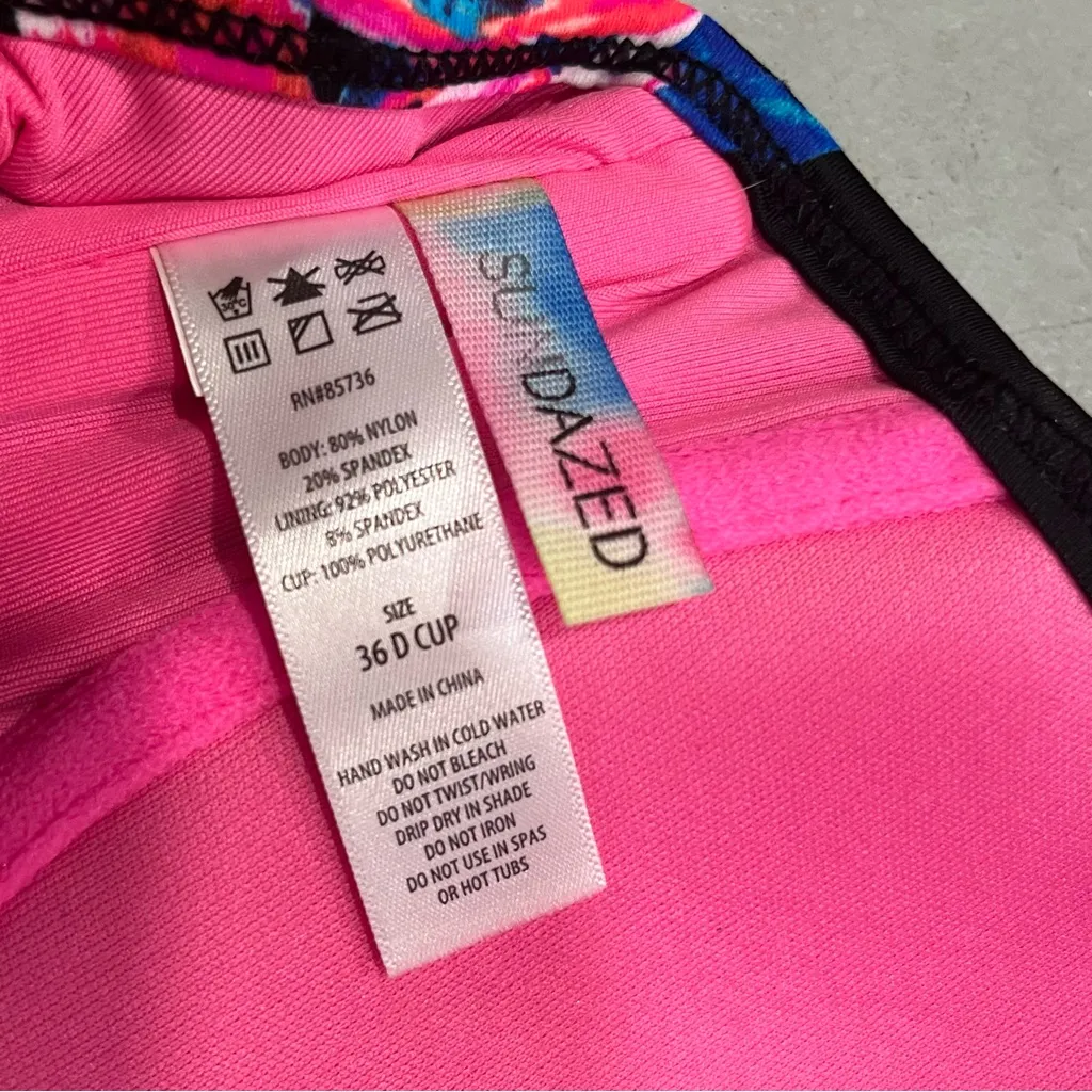 NEW Sundazed Black Tropical Floral Multi Wrap Style Simone Bikini Top size 36D - Image 7