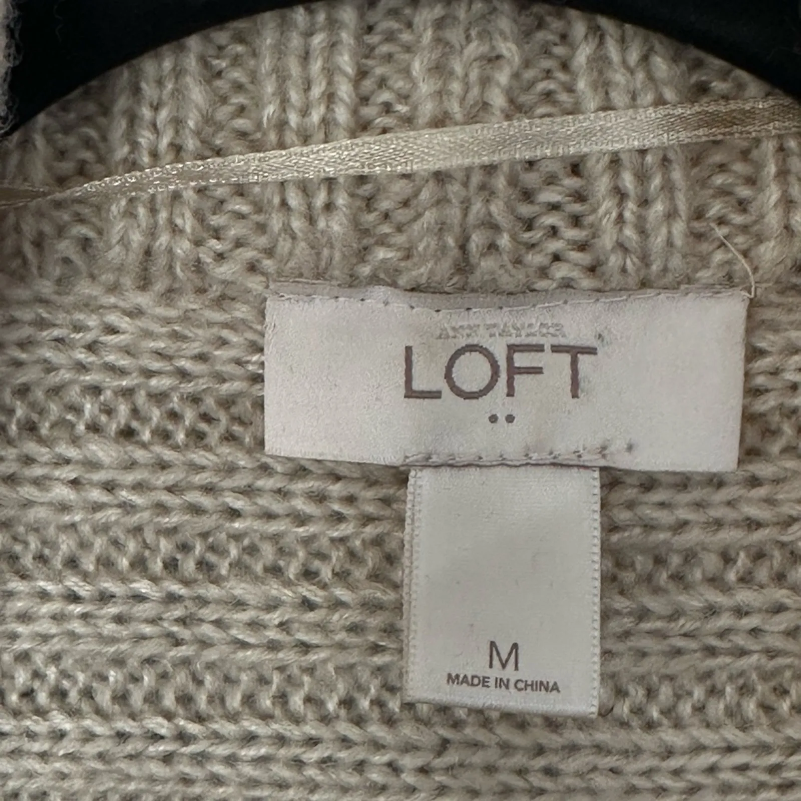 Ann Taylor Loft Tan Cable Mesh Wide Collar Open Shrug - Image 3