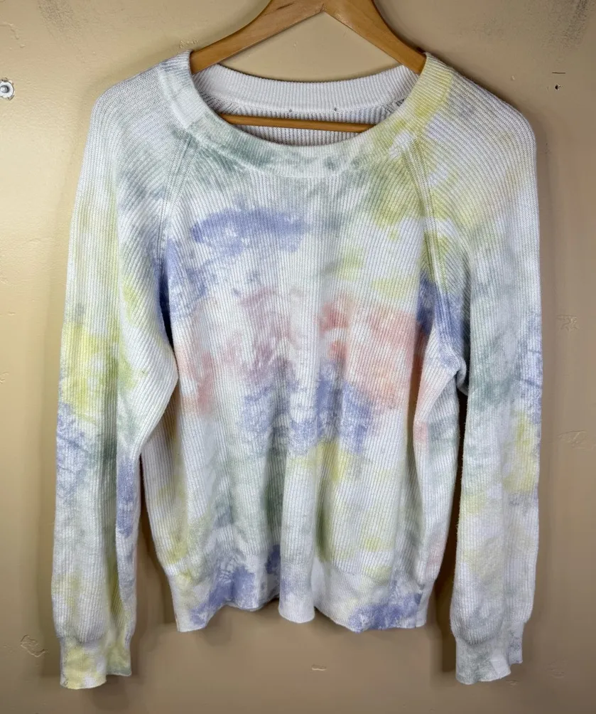 Rails Venus Size Large Cashmere and Cotton Rainbow Tie Dye Sweater Boho Comfy - Image 1