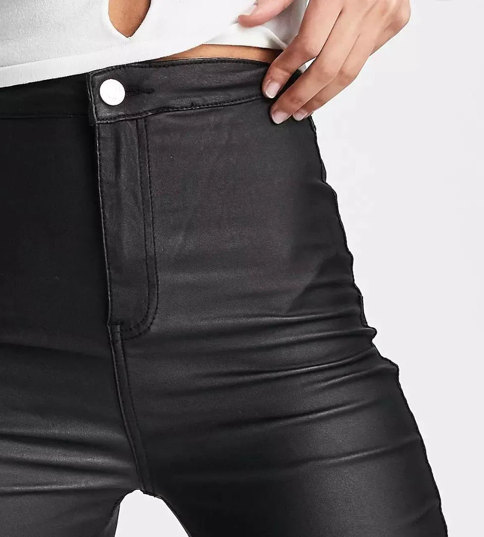 Missguided Vice Black Coated High Rise Skinny Jeans - Image 2
