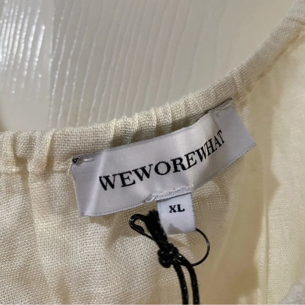 Who wore what whisper white ON/OFF SHOULDER TIE FRONT TOP linen blend Size XL - Image 6