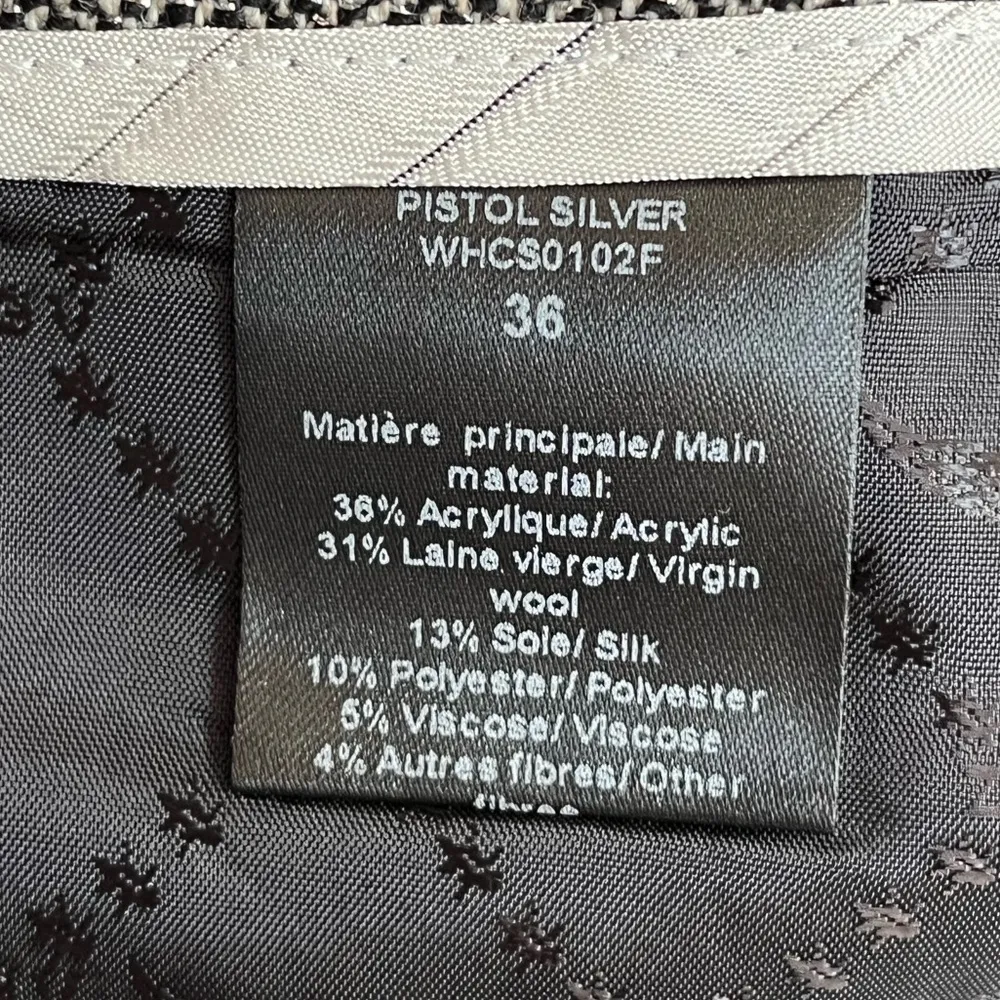 Zadig & Voltaire Herringbone Rhinestones Straight Leg Dress Pants Gray Small - Image 8