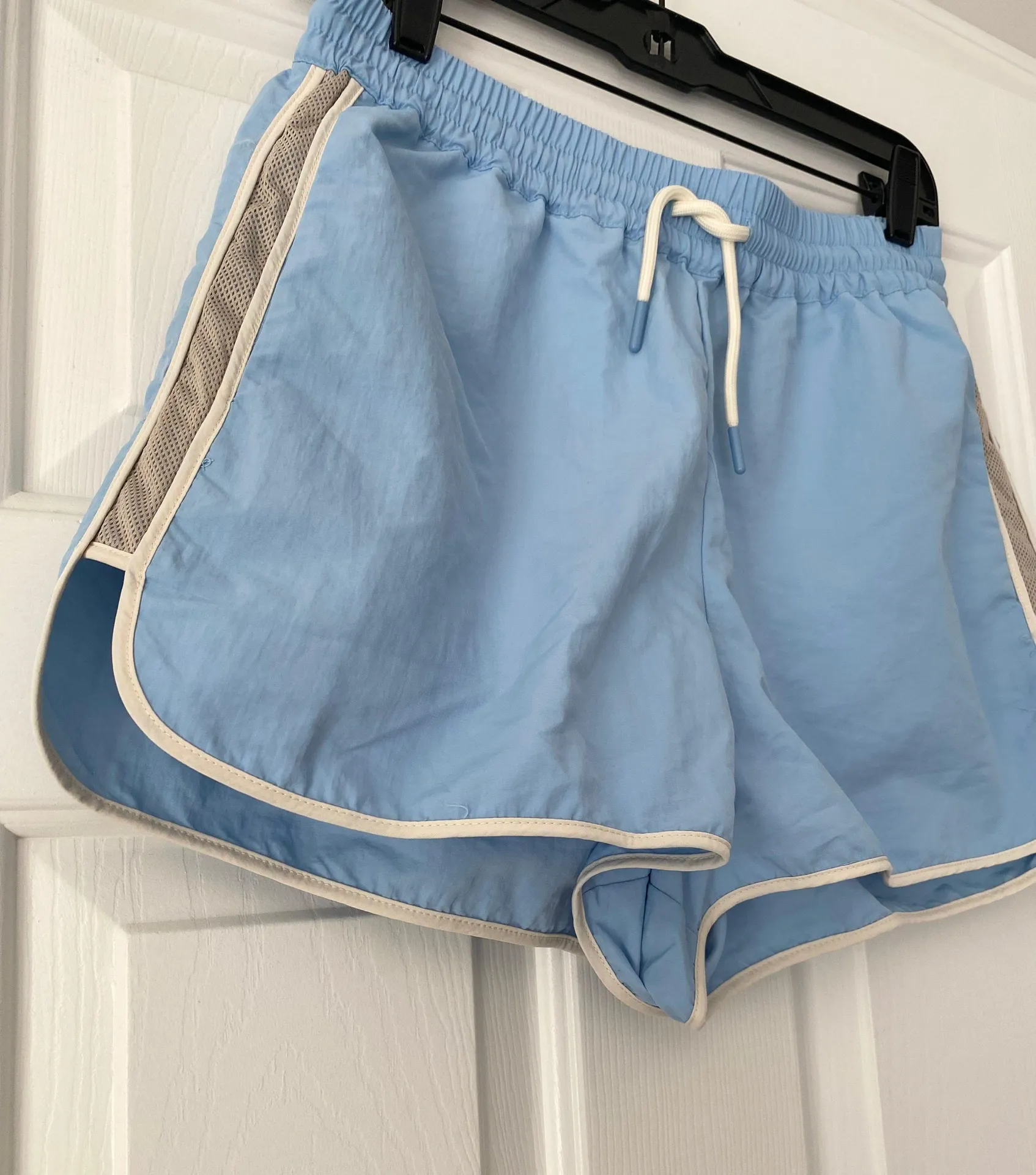 Zippered Nylon Shorts in Neon Blue, Size S - Image 8