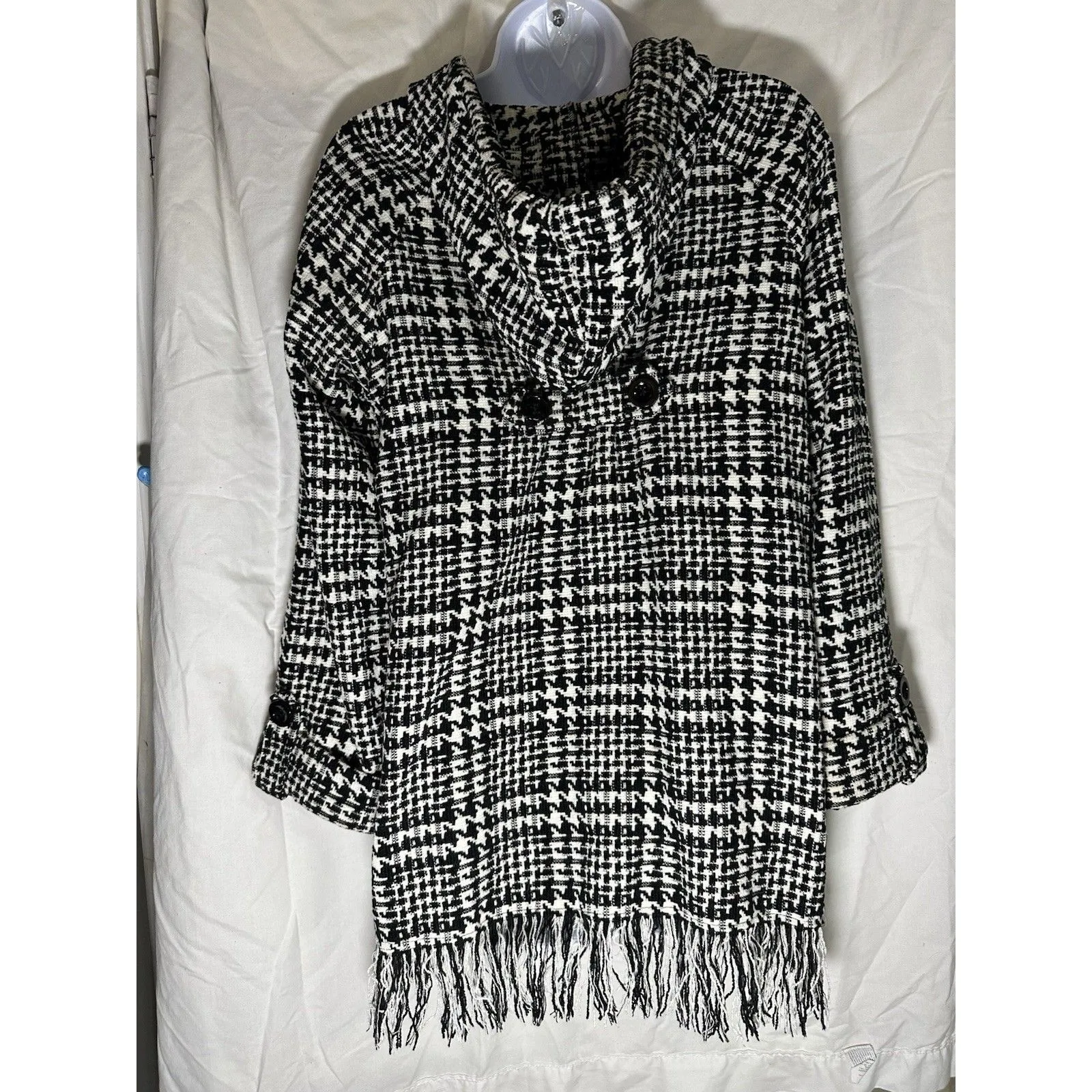 For Cynthia Houndstooth Fringe Jacket Size S - Image 2