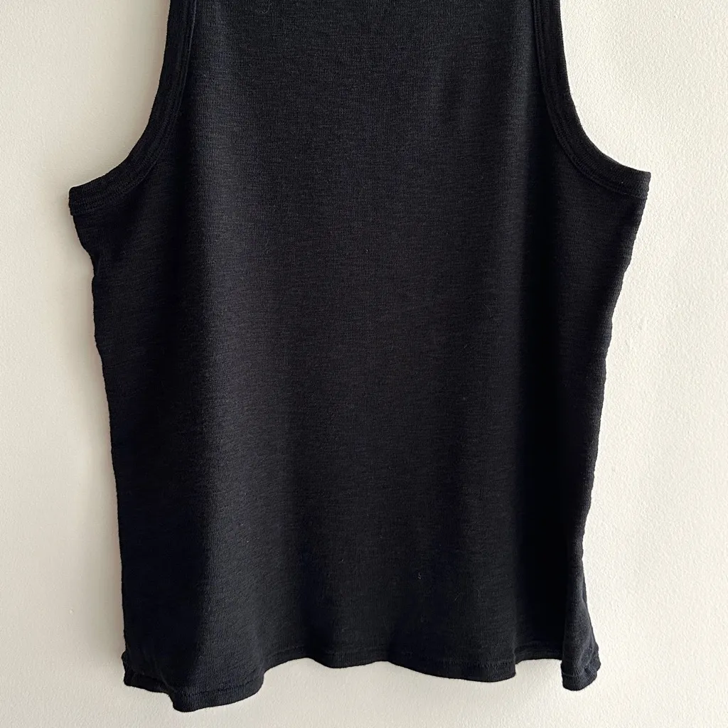 Madewell Highneck Black Tank Top, Casual Basic Layering Tank, Size Large - Image 14
