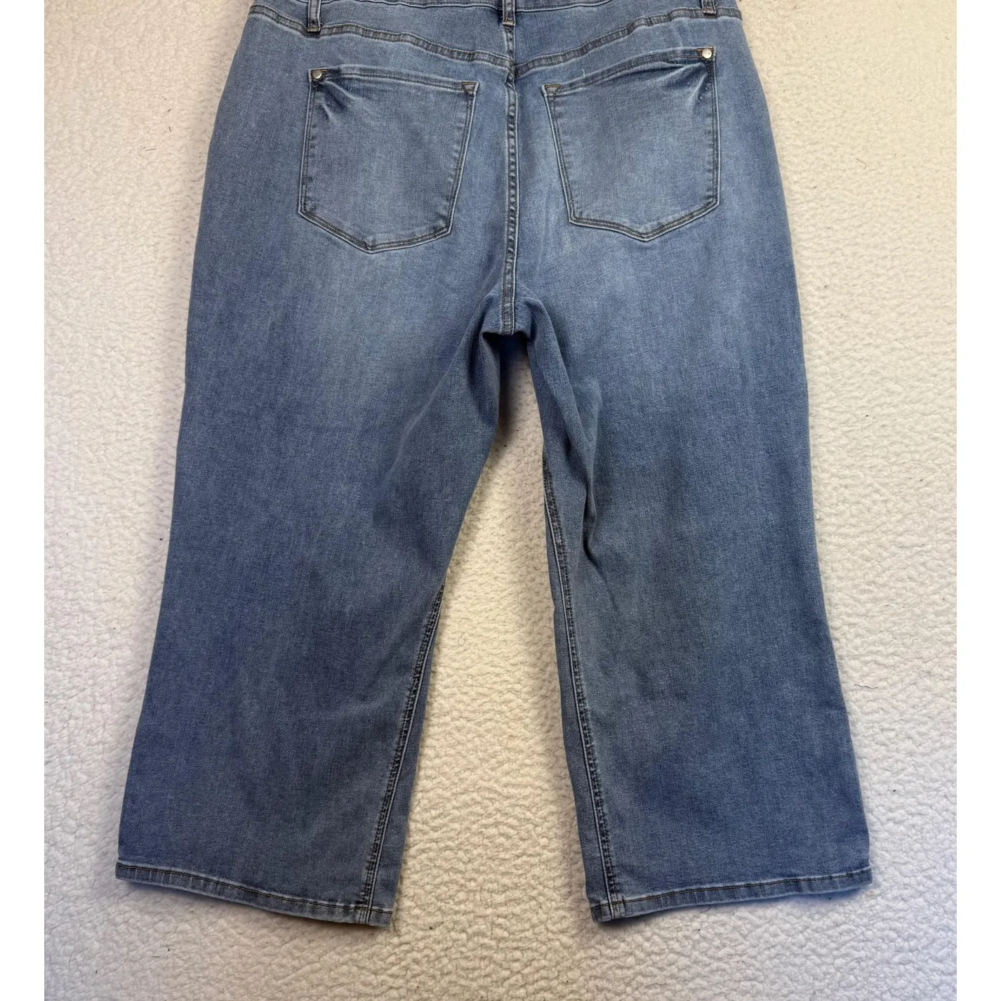 Judy Blue Jeans Womens 18W Blue Wide Crop High Rise Relaxed Stretch Denim - Image 2