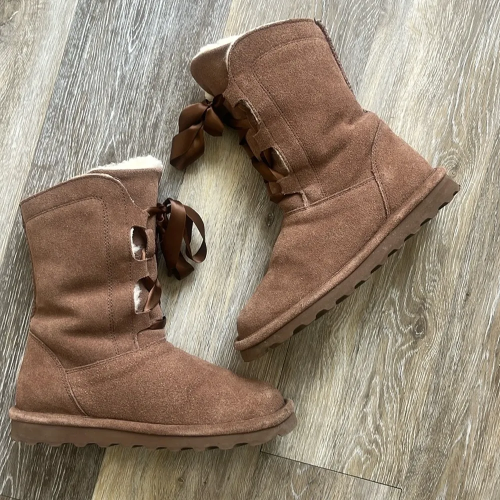 BEARPAW Taylor Suede Water & Stain Repellent Never-Wet Boots Cocoa Brown size 7 - Image 4