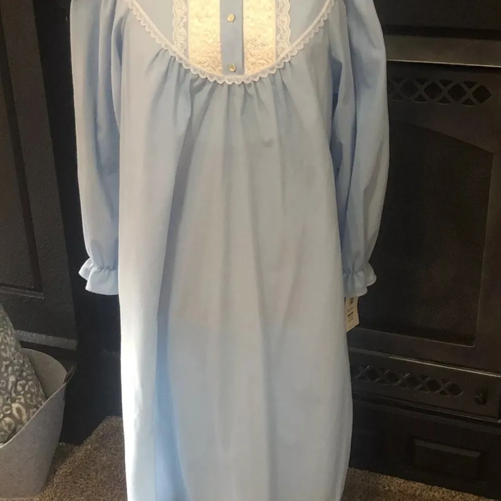 Fundamentals Housecoat Nightgown Vintage NWT Blue Lace Trim Size Large Sears - Image 9