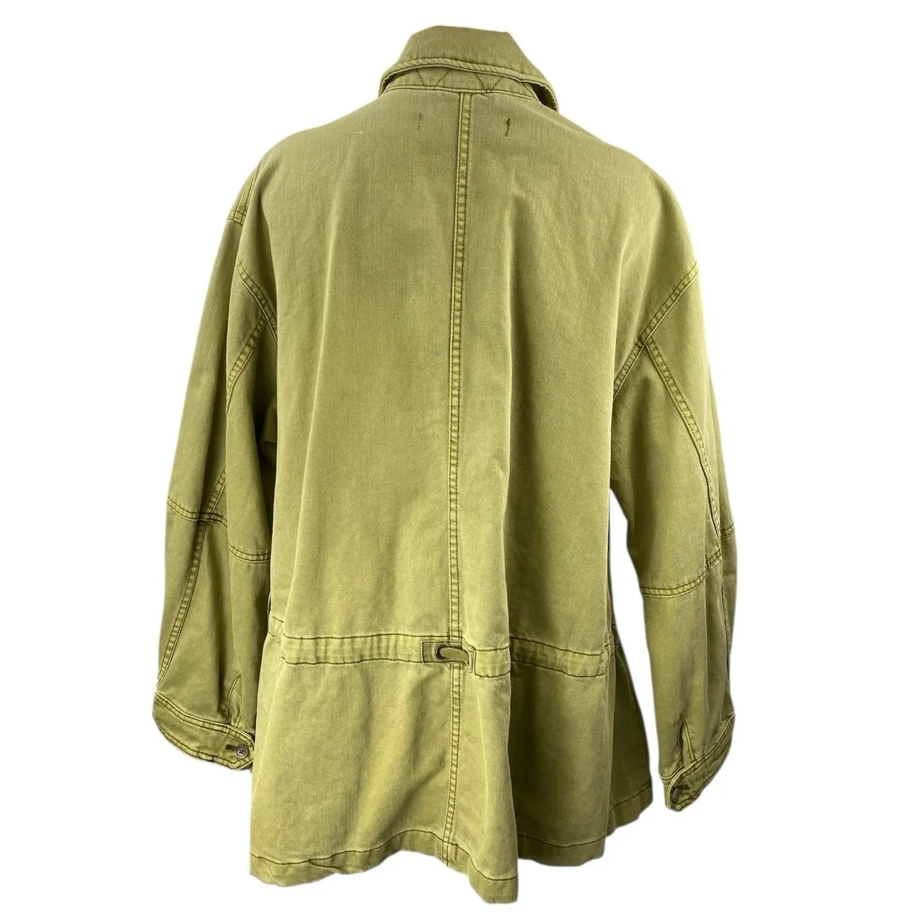 Free People Seize The Day Women's Green Zip Military Army Utility Coat Jacket M - Image 2