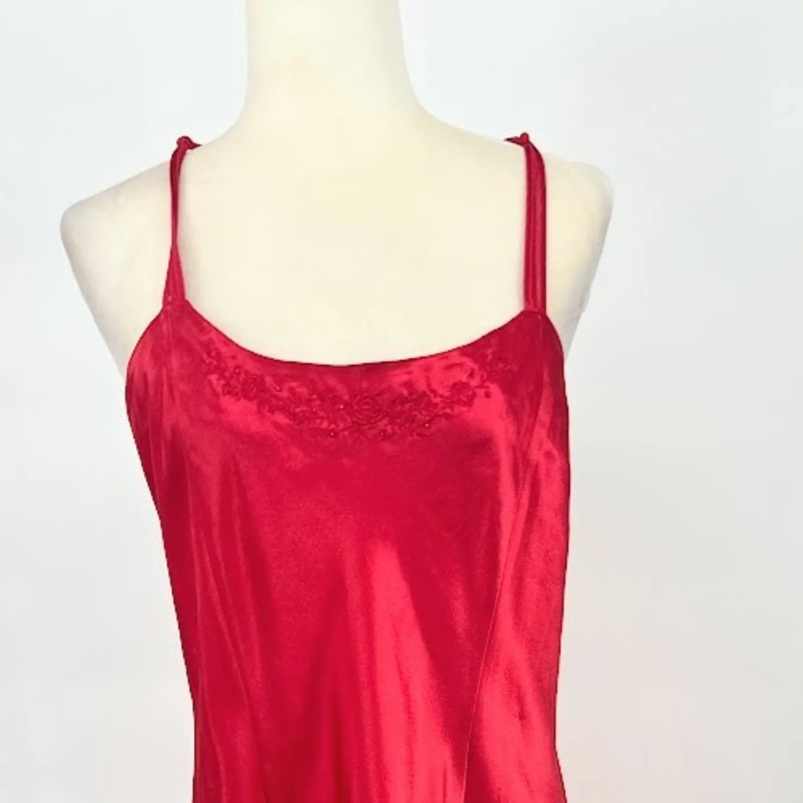 Vtg Inner Most Red Silky Nightie Lingerie Negligee Nightgown Size L Sexy Wedding Size L - Image 2