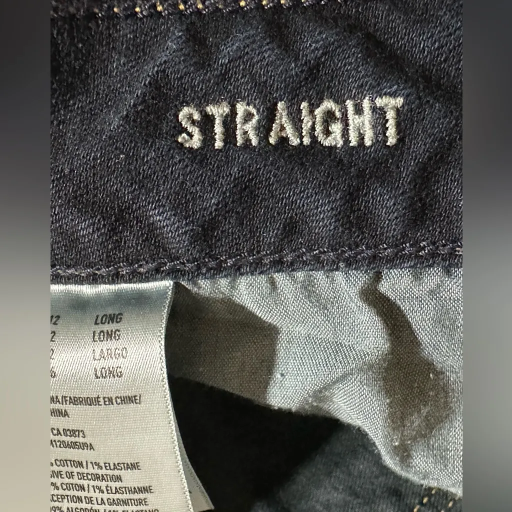 AMERICAN EAGLE Straight leg jeans size 12 long dark wash stretch - Image 7