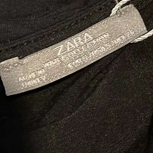 ZARA W&B Collection Womens V-Neck Cap Sleeve Midi T-Shirt‎ Dress Black Small - Image 5
