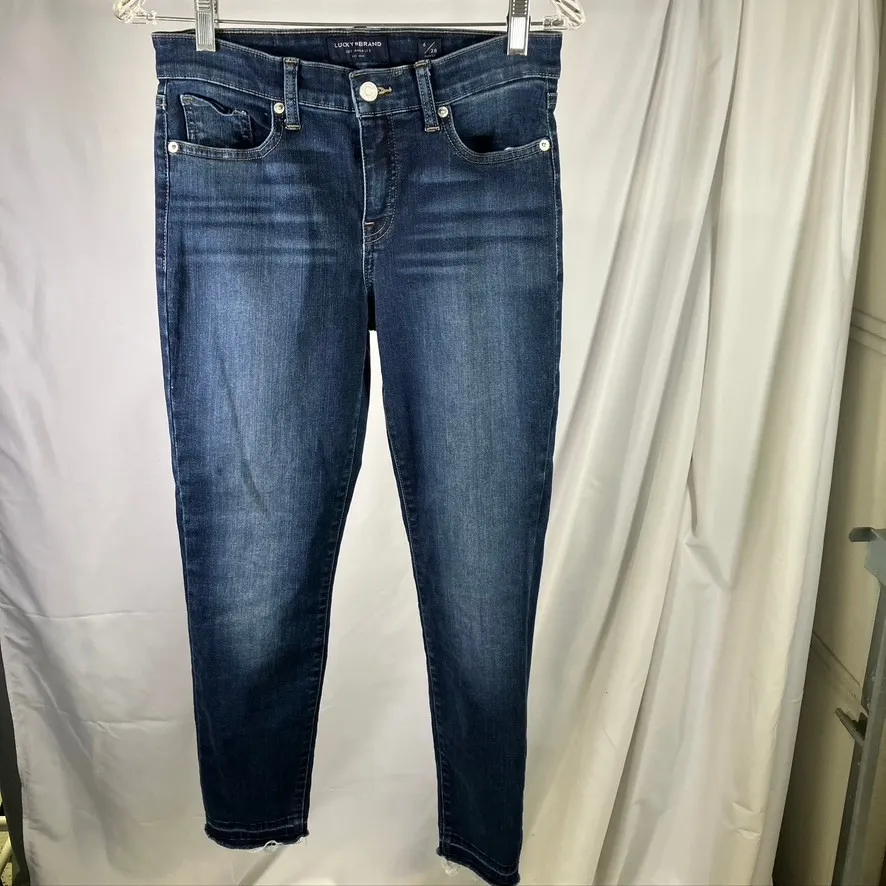 Lucky Brand Womens Mid Rise Skinny Ankle Jeans Dark Wash Size‎ 6/28 Distressed - Image 14