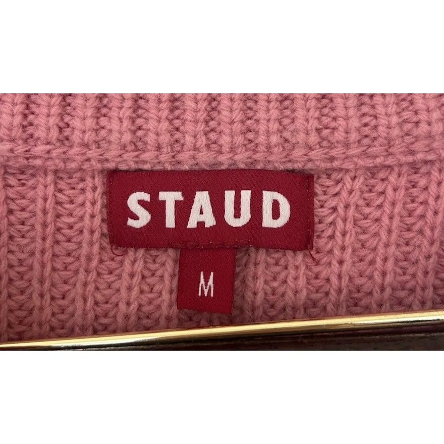 STAUD Aura Sweater Damask Pink Medium Chunky Merino Wool Balloon Sleeves Thick - Image 10