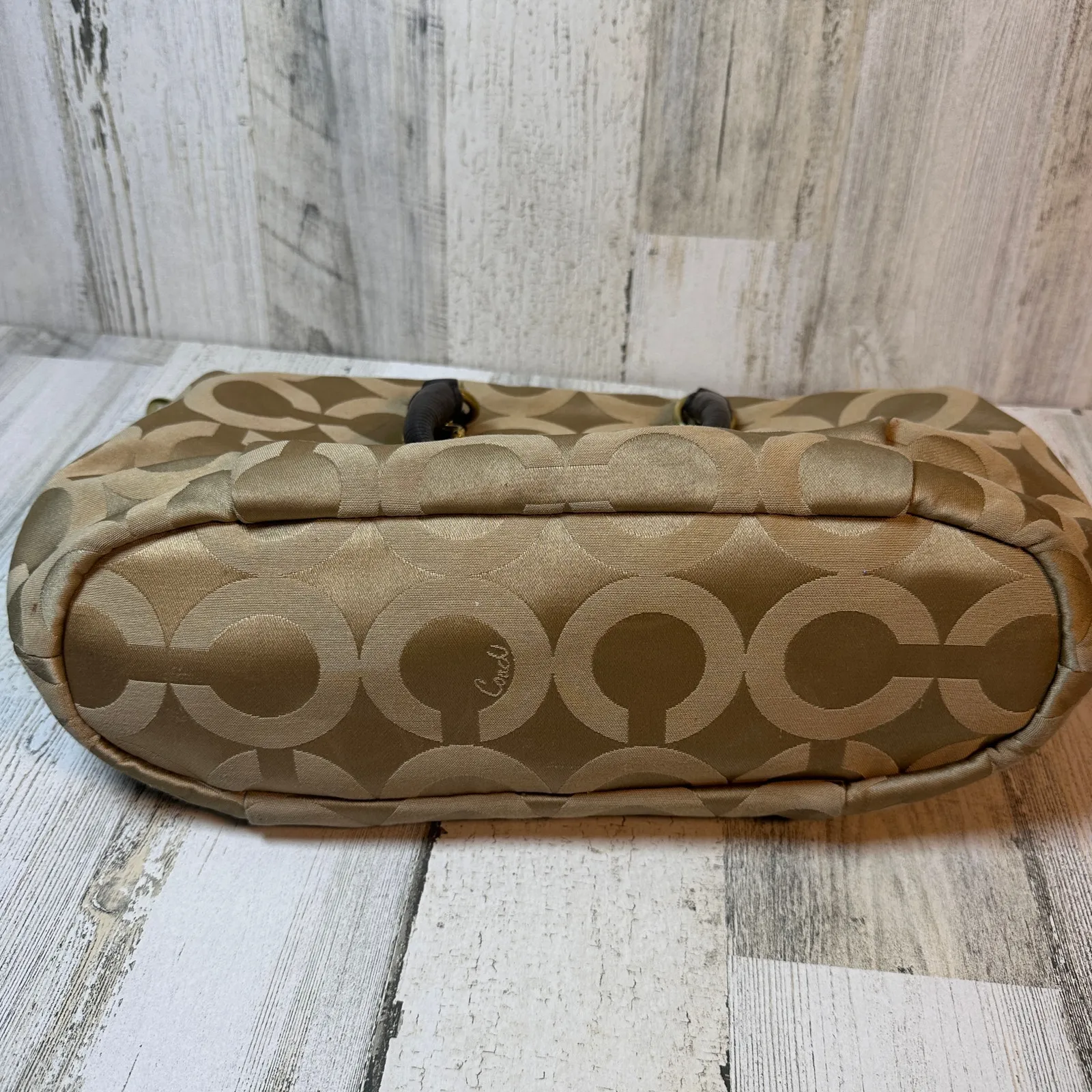 Coach Maggie Satchel Signature Canvas & Brown Leather Style F1220 - Image 5