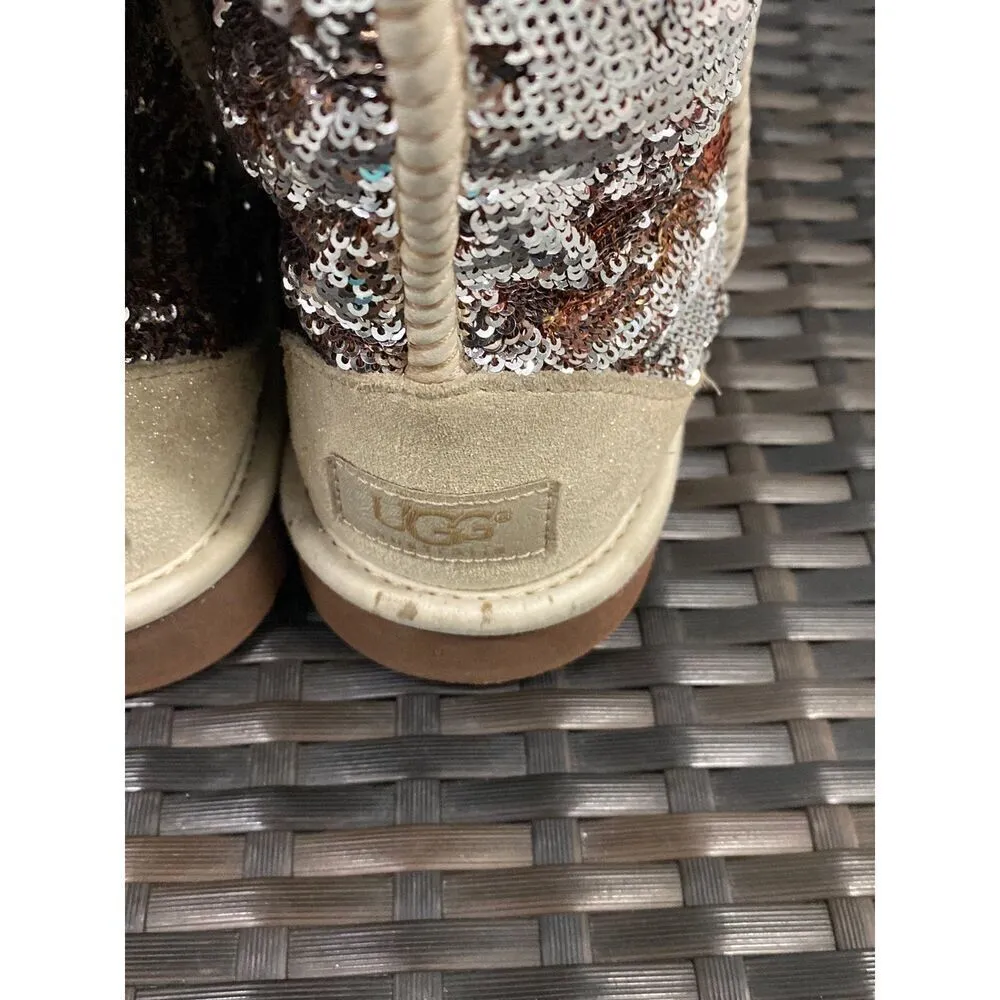 UGGs Sequins silver bronze gold boots size 9 - Image 5