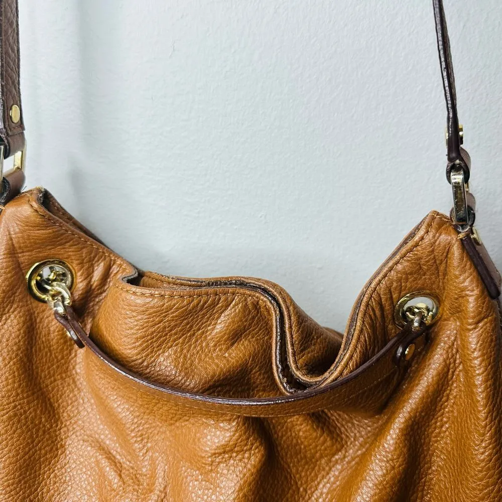 MICHAEL KORS Women's Jetset Brown Leather Gold Chain Handle Shoulder Bag - Image 6