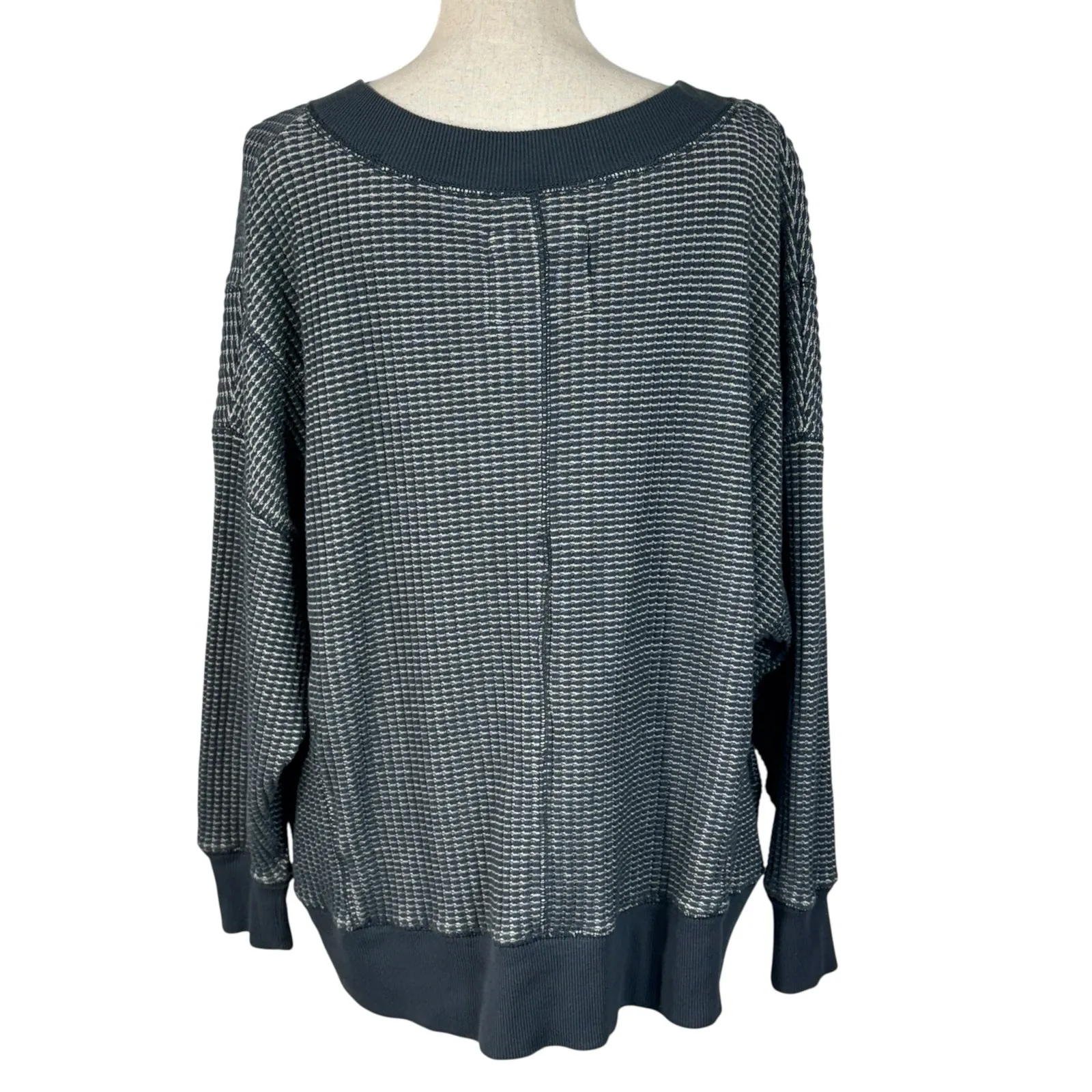 American Eagle Small Big Hug Sweater Waffle Knit V-Neck Oversized Long Sleeves - Image 6