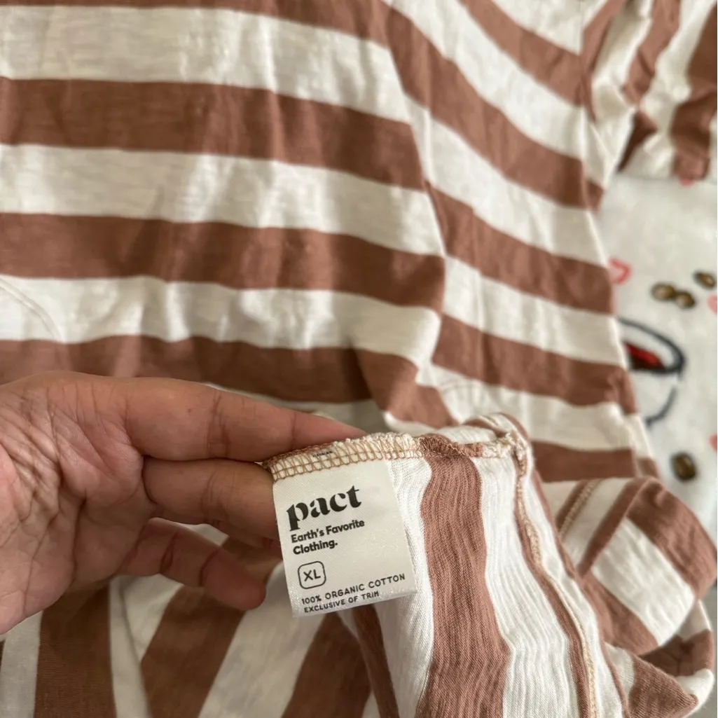 Pact Brown Striped 100% Organic Cotton Flowy Tshirt Dress - Image 6