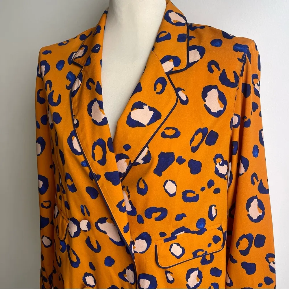 3.1 Phillip Lim x Target Animal Print Blazer Smoking Jacket Medium Orange Blue - Image 2