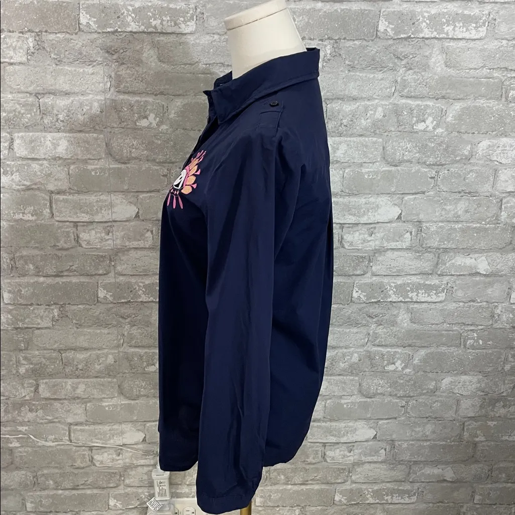 Kenzo Dark Blue 1/2 Button Down Popover Shirt with Eye Design - Image 3