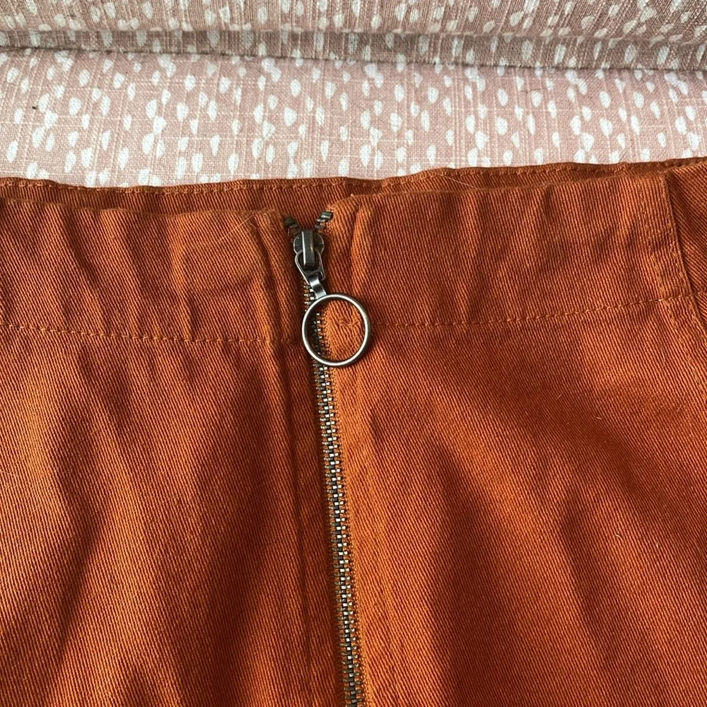 Burnt Orange Zip-Up Mini Skirt - Image 2