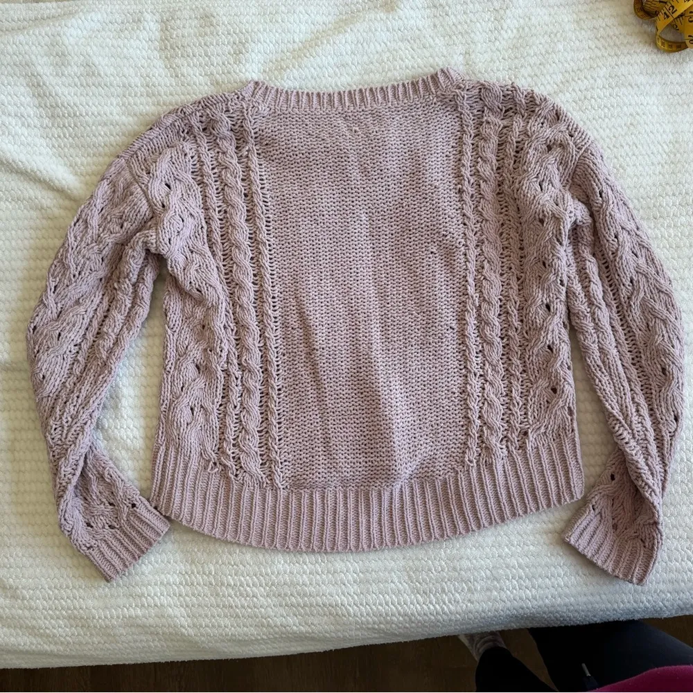 Aero Hygge Women's Cable Knit Sweater - Pink / size small - Image 2