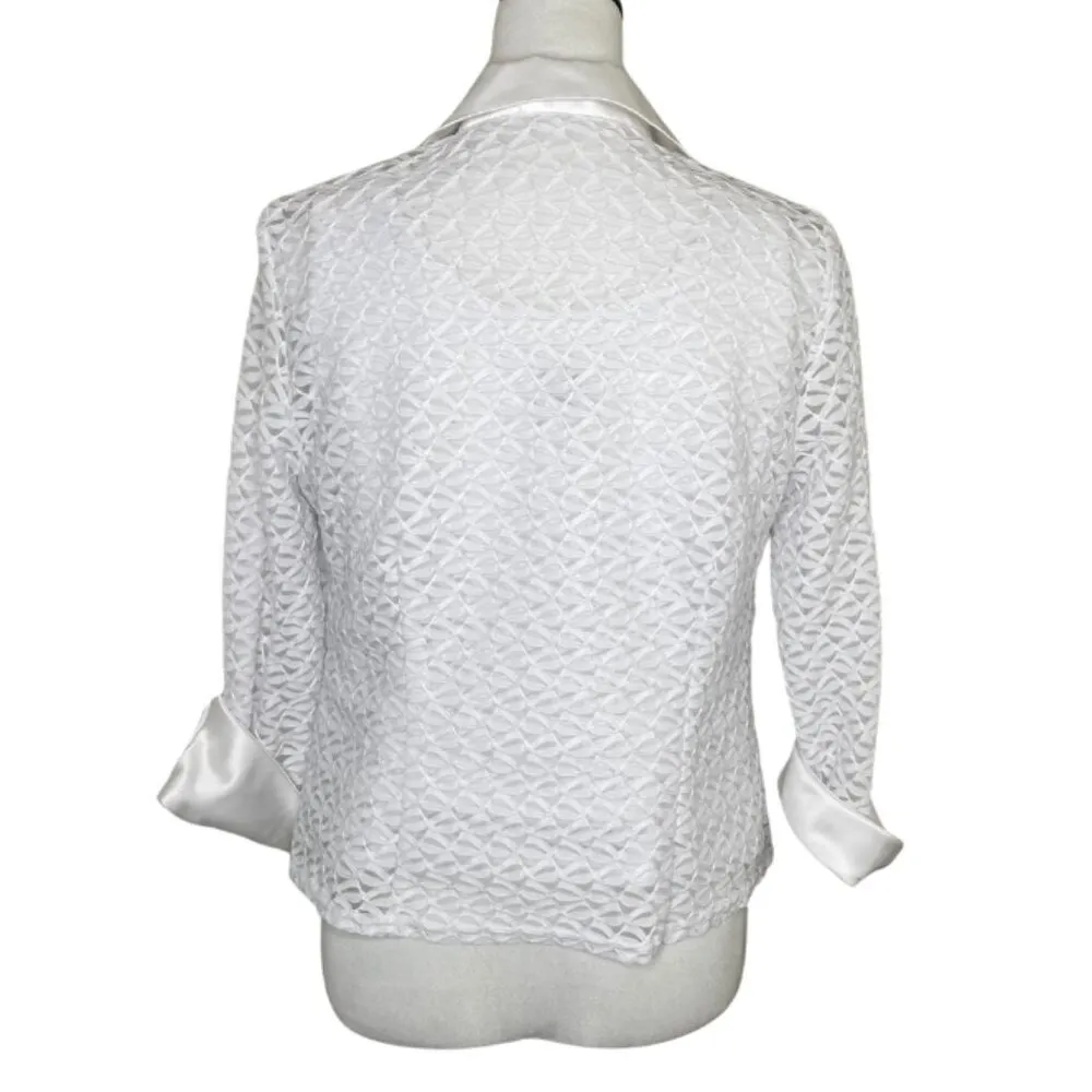 Vintage R&M Richards White Lace Satin Embellished Evening Blouse & Tank Size 12 - Image 2