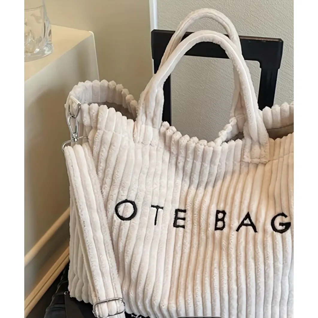 PINK Corduroy Tote Bag Womens Large Shoulder Bag Everyday Carry All New - Image 2