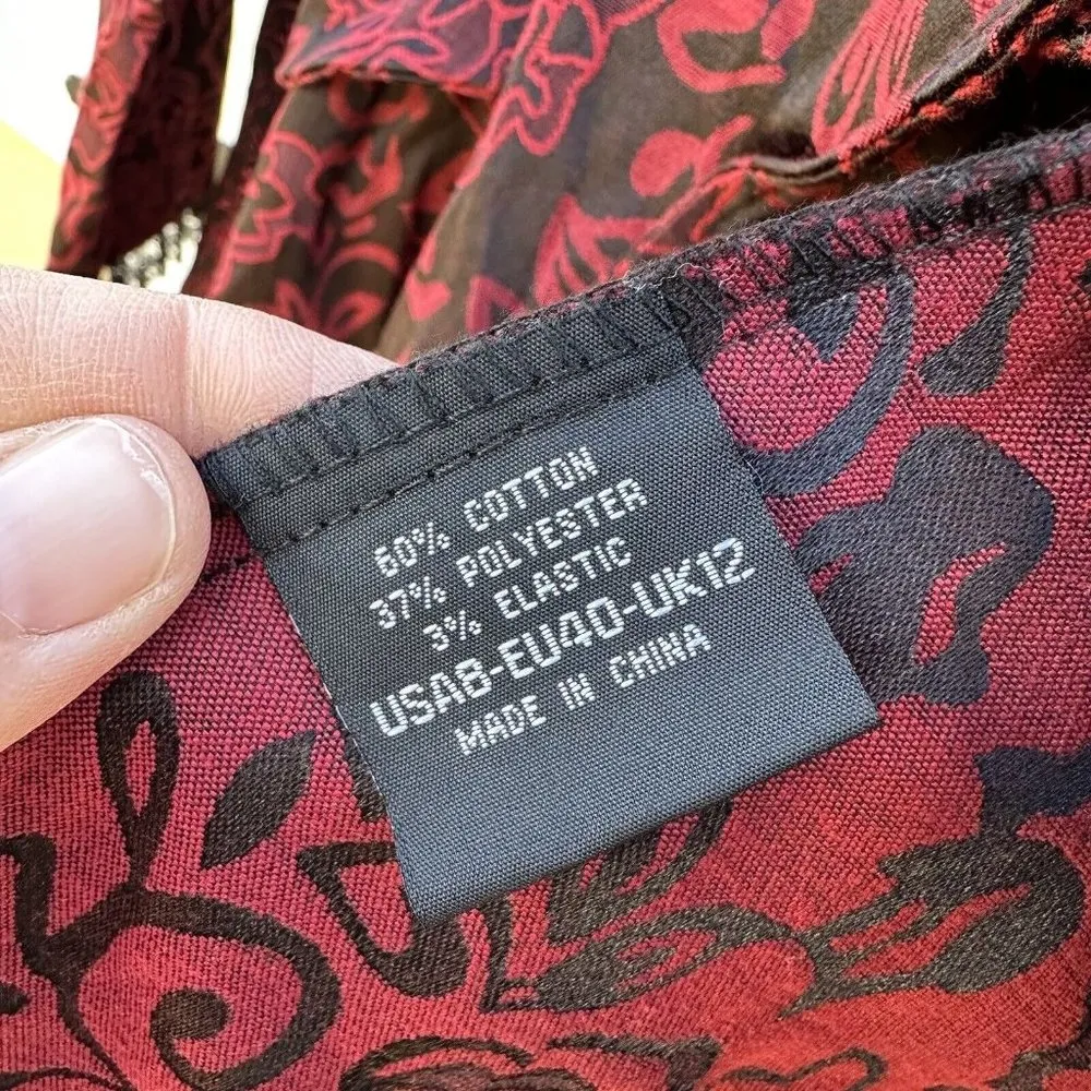 H&R Hearts and Roses Red Floral Gothic Steampunk Corset Jacket Women’s Size 8 - Image 8