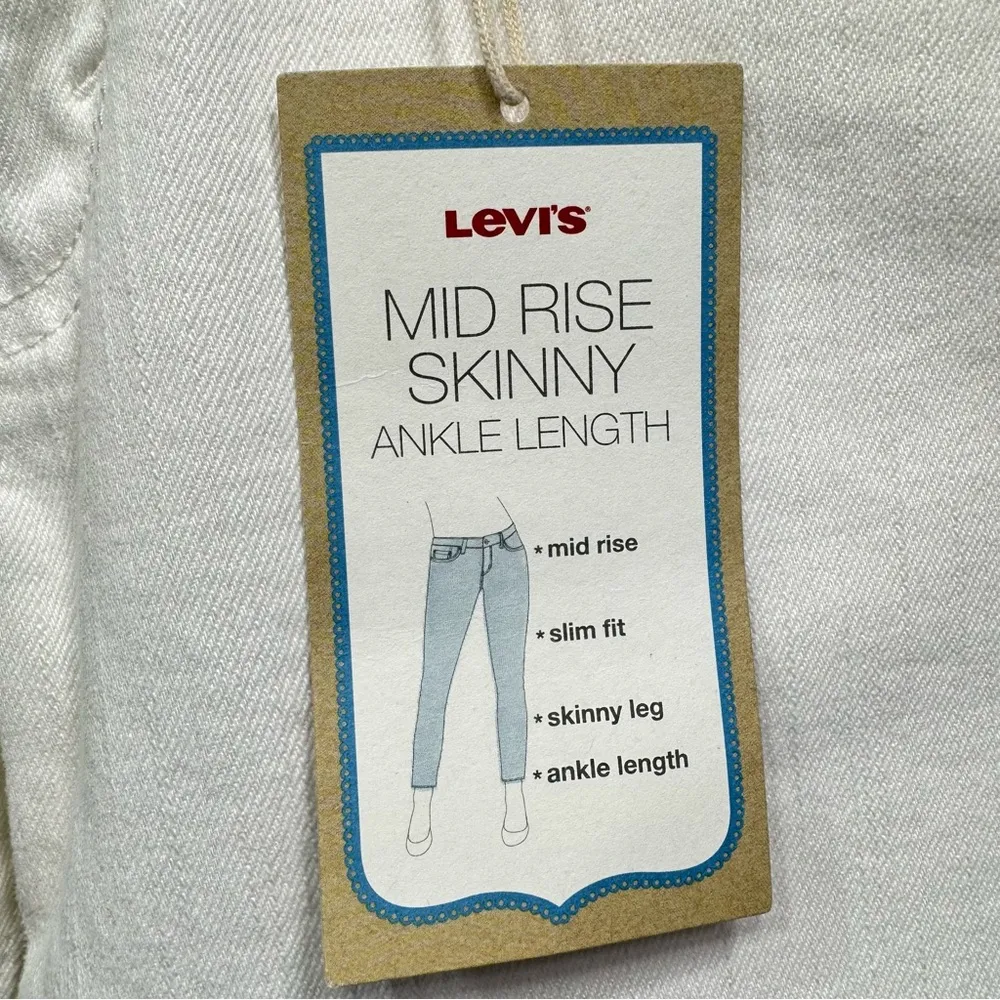 Levi’s Off White Cream Mid Rise Skinny Ankle Jeans Button Flap Signature Pockets - Image 3