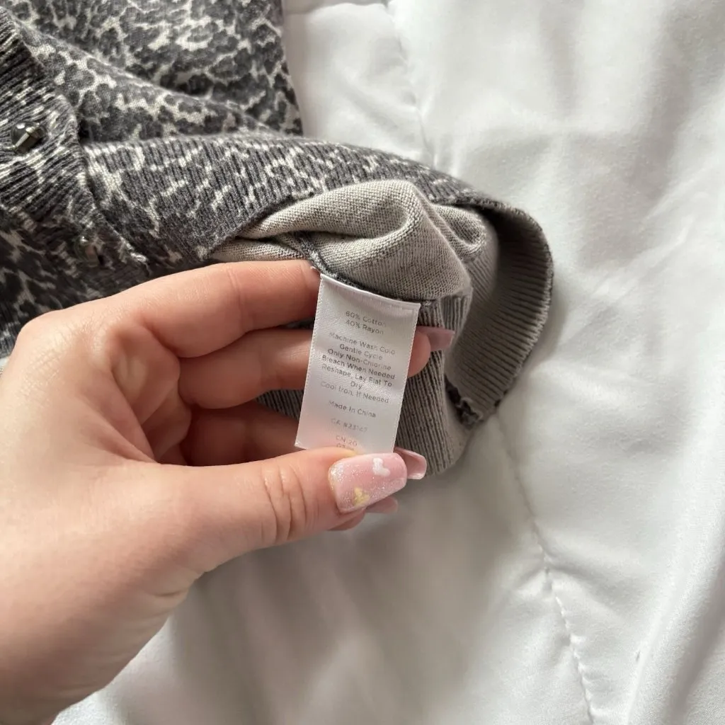 Talbots Cardigan Sweater Womens Size MP Button Up Crew Neck Cheetah Vintage Y2K - Image 6