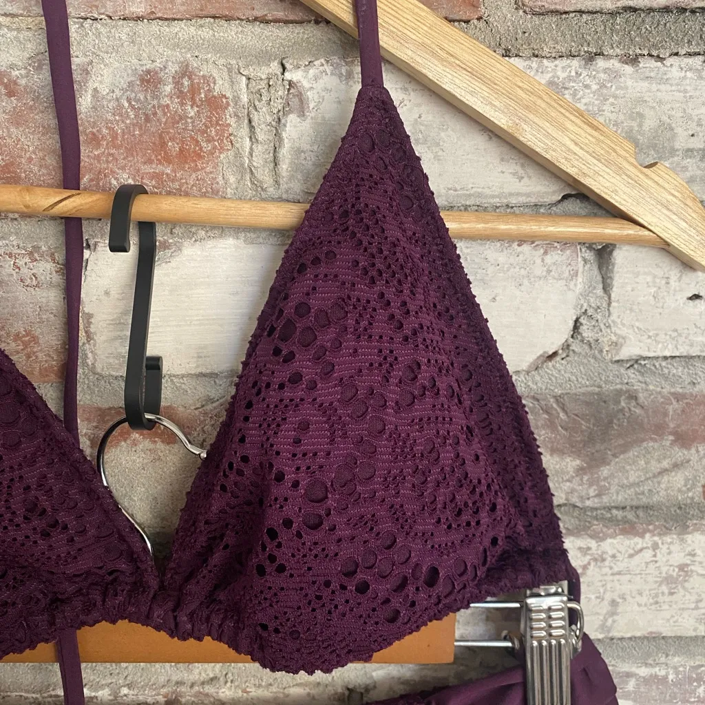 Mossimo Supply Co. Deep Purple Lace string Bikini Bathing suit Size L Size L - Image 4