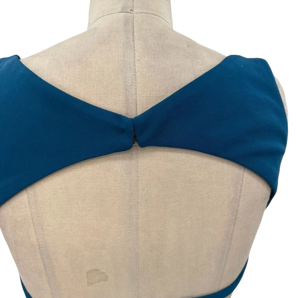 La Femme Blue Cut Out Side Slit Gown Dress‎ Prom Formal Size 4 - Image 10